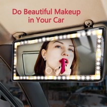 룸미러Car Vanity Mirror Auto Makeup With LED Light Rechargeable Cosmetic TouchScreen For Interior Un, 01 WHITE