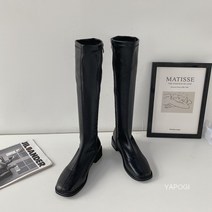 YAPOGI 나이트 부츠 여성의 가을과 겨울 새로운 스퀘어 헤드 부츠 사이드 지퍼 작은 무릎 길이 부츠 YAPOGI