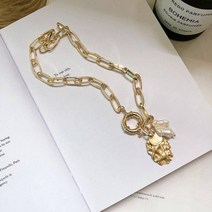 바로크 복고풍 천연 진주 초커 코인 써지컬 체인 목걸이 박스증정