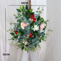 야외결혼식 조화 꽃장식 코너 기둥 아치 벽장식 야외 테라스 정원 인테리어 조화꽃, 밝은 회색