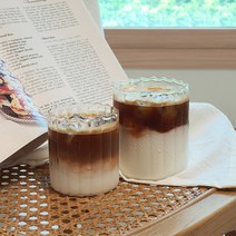 플리츠 주름 온더락 하이볼 글라스 잔 플랫화이트 아인슈페너 내열 유리 컵, 플리츠 250ml