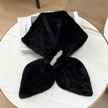 겨울 여성 밍크털 양면 짜임 진주 징 비즈 밍크 머플러 리얼 퍼 보타이 넥워머플러