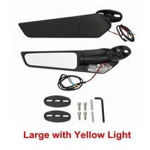 유니버설 윈드 윙 조정 가능한 회전 백미러 야마하 R6 R1 R3 YZF R125 CBR650R CBR 가와사키 닌자 400 650 ZX6R H2102927, large-yellow light