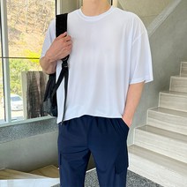 -7도 아이스 쿨 반팔티 오버핏 무지 데일리 캐주얼 남자 여름 티셔츠 옷 코디