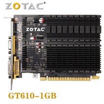 컴퓨터 케이블 중고 ZOTAC 비디오 카드 GeForce GT610 2GB 64Bit GDDR3 그래픽 카드NVIDIA 오리지널 GT 610 2GD3 DVI VGA PCIE 용 GPU 맵, 단일옵션