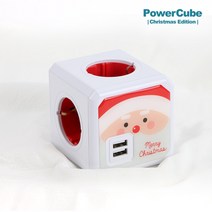 파워큐브 멀티탭 크리스마스에디션 1250WR 화이트레드산타 USB 4구 고용량, 1개