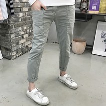 용된다 남자 겨울 절개 앞카고 밴딩 스판 기모 면바지