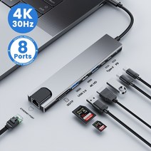 도킹스테이션 노트북 어댑터 PD SD TF RJ45 Macbook Air M1 iPad Pro, 4in1PD USB