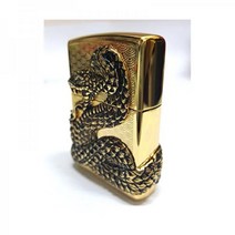 Zippo Snake Coil Gold Lighter Genuine 6 Flints
