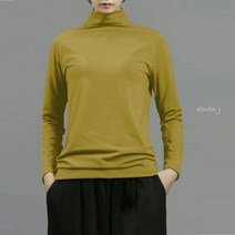 중년여성 40 50대 엄마옷 마담 빅사이즈 국내산 면 기본티 기모 셔링 반폴라 티셔츠