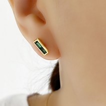 14k 골드 실버 사각 에메랄드 사파이어 큐빅 심플 레이어드 명품 이어커프 귀걸이
