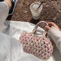 코바늘DIY 릴리 네트백 뜨기 봄 여름 코바늘가방만들기패키지 4color, 컬러4 : 뮬리2/올리브1/크림레몬1