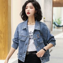 여자 청자켓 봄 가을 오버핏 데님 자켓 자수 상의 22년 women denim jacket JX0955