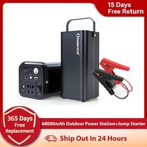 점프스타터 220V 180W 휴대용 비상 발전기 68000mAh 자동차 점프 스타터 태양광 보조 배터리 야외 전원 공, 한개옵션0