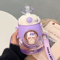 여우 토끼 판다 어른 빨대 컵 대용량 물병 820ML, 퍼플