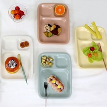 룰루홈 도자기 나눔 성인 식판 가정용 다이어트 접시, 크림화이트