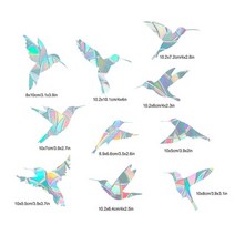 9pcs 정전기 유리 스티커 고양이 벌새 트럼펫 레인보우 프리즘 pvc 접착제없는 창 필름 이동식 유리 창 그릴, 작은 새