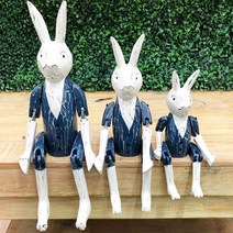 (주)아트인 윤식당 토끼 관절목각인형 3P 세트, 네이비양복