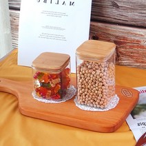 760ml 내열유리병 원목뚜껑 사각, 단일