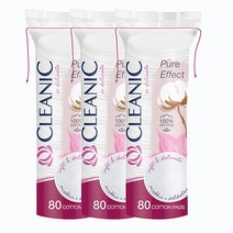 클레아닉 퓨어 이펙트 소프트터치 저자극 순면 화장솜, 80개입, 3개
