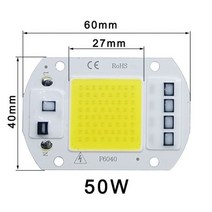 COB LED 램프 칩 AC 220V 전구 10W 20W 30W 50W IP65 고출력 스마트 IC DIY 투광 야외 스포트라이트, Cold White