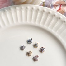 [1개]고리형 6mm 큐빅 벚꽃 팬던트 6종 GP515 팔찌 귀걸이 악세사리 만들기 재료, 밀키블루(로즈골드)