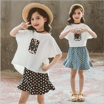 노블아이 여름신상 주니어 의류 아동복 여아 상하복 도트플레어상하복
