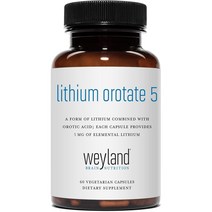60 Count (Pack of 1) Lithium Orotate - 5mg of Elemental Lithium per Vegetarian Capsule null, Unflavored