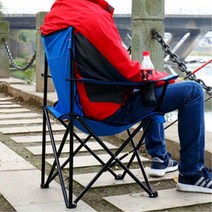 피크닉용 접이식 팔걸이의자 보조체어 휴대용의자, 1개, 중형 블루