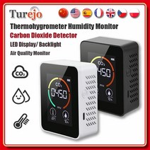 co2 sensor co2 meter 이산화탄소 감지기 다기능 온습도계 습도 가스, 검은색