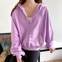 헤링본 여자 오버핏 편한 벌룬 크롭 후드 티셔츠 집업 데일리 원마일 스포츠 웨어 TE102W