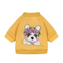 작은 강아지에 대한 귀여운 인쇄 개 후드 의류 치와와 yorkies에 애완 동물 고양이 스웨터 풀오버 의상 코트 강아지 양복, [02] M, [11] Yellow Flower