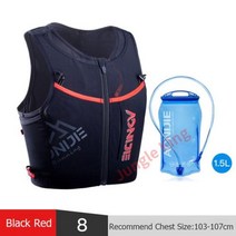 마라톤휴대폰조끼 마라톤조끼 핸드폰허리밴드 AONIJIE C9106 최신 10L 빠른 건조 스포츠 배낭 수화 팩 조끼 가방 지퍼 하이킹 러닝 마라톤 경주 6 크기, 사이즈8  1.5L Bladder