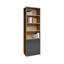 6단600오크 2단그레이도어 책장, 오크도어