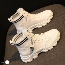 도오빠 여성 부츠 가죽 스니커즈 하이탑 워커 여자부츠 가을 겨울 봄