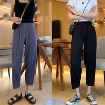 셀러허브 여성패션 [오노마] ONM 여성 휴가 간편 외출 골지 쉬폰 와이드 레그 팬츠