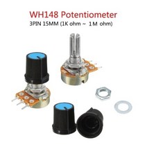 가변저항 WH148 3PIN 노브 포함 포텐셔미터 1k-1M ohm, 1개, 가변저항 1M