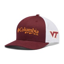 Columbia CLG Youth PFG 메시 스냅 백 볼 캡, Virginia Tech Hokies, Vt - Deep Maroon, Vt - Deep Maroon