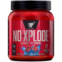 BSN 노익스플로드 프리 워크 아웃 파우더 블루 라즈 30회분, 30 Servings (Pack of 1), Fruit Punch