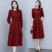 이른 봄 모직 슬림핏 살 가리개 원피스