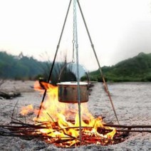 차박 노지캠핑 화로 삼각대 냄비걸이 모닥불 삼발이, 4단_실버, 실버