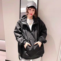 여성 숏 트렌치 코트 초가 2022 후드 스웨터 풀오버 더블 지퍼 재킷 패션 짧은
