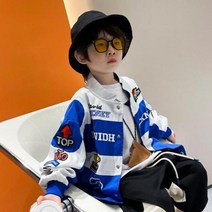 주니어 남아 간지 우븐 하이넥 카레이서 점퍼 간절기 아우터 초등 고학년 등교복 바람막이