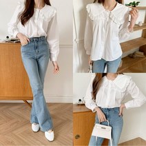 퍼니걸스 6225 데일리 빅카라 레이스 긴팔 블라우스 여성의류