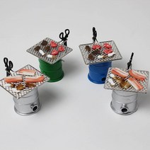 연탄화로 등심구이 삼겹살구이 미니어처 세트 납골당꾸미기 장식 숯불화덕 드럼통바베큐, 1.꽃등심