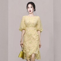 슬림 꽃무늬 OL A라인 여름 원피스 정장 오피스룩 시크라인 하객룩 결혼식 돌잔치 예쁜 감성 러블리