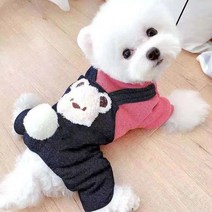 강아지 겨울 옷 티셔츠 애견의류 소형 개와 고양이용 귀여운 잠 부드럽고 통기성 개 액세서리 코트, 6.Bear Black Red - XS0.5kg