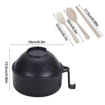 다기능 인스턴트 국수 그릇 대학 기숙사 방 필수품 라면 그릇 실용적인 식기 주방 액세서리, Black