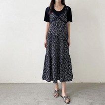 바보사랑 여자 민소매 나시 뷔스티에 패턴 캉캉 롱 원피스.옷자락(무료배송)