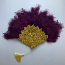 큰 사이즈 디자인 아프리카 오렌지 깃털 팬 여성용 웨딩 신부 양면 나이지리아 꽃 핸드팬 너슬 부채, 35cmx45cm, double side 5